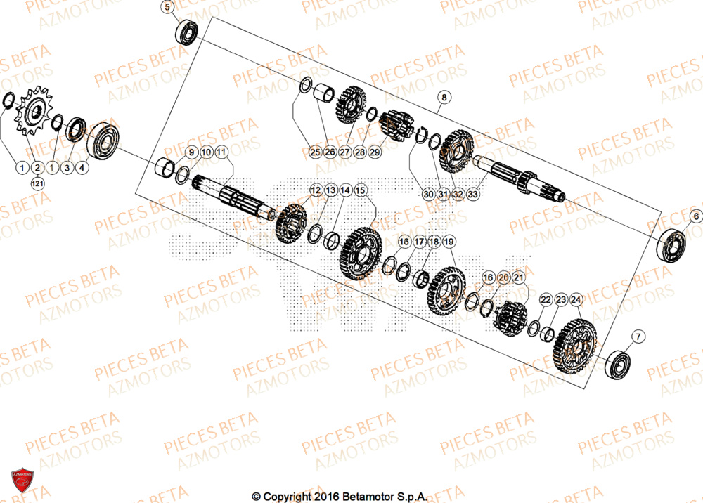 Transmission AZMOTORS Pieces BETA TRIAL EVO 300 4T - (2026)