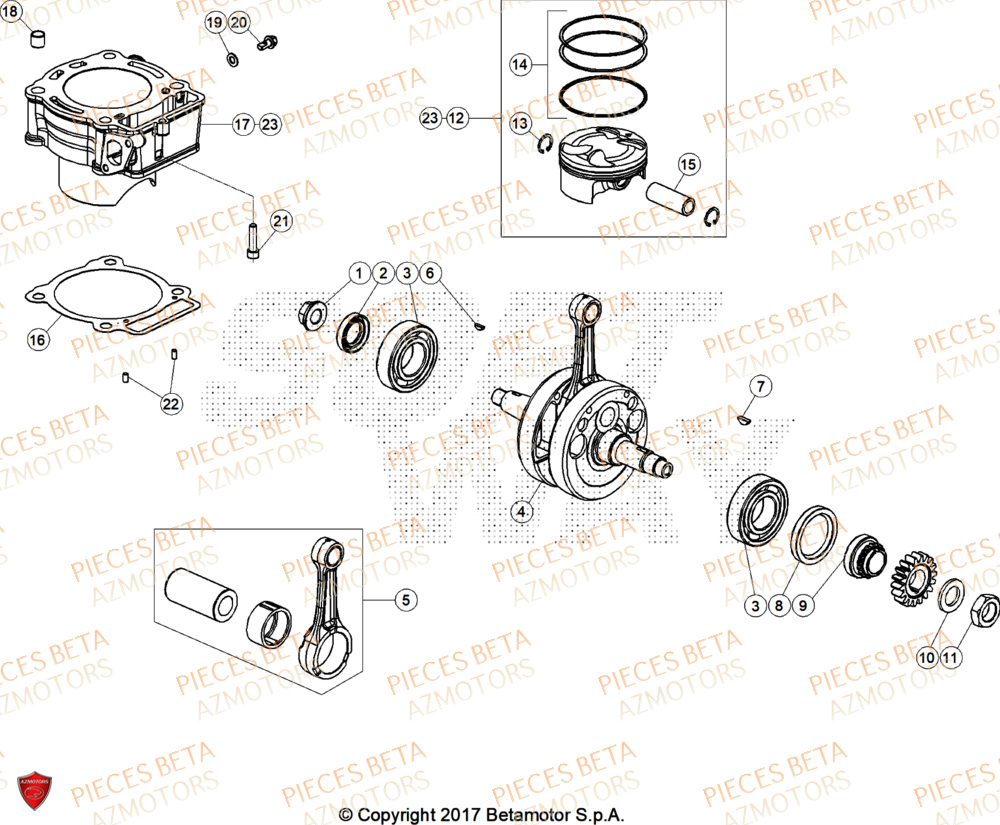 Vilebrequin AZMOTORS Pieces BETA TRIAL EVO 300 4T - (2026)