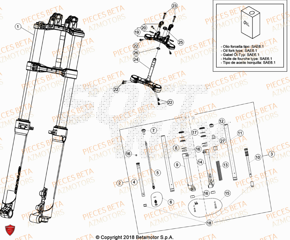 Fourche AZMOTORS PiÃ¨ces BETA EVO 300 2T - [2024]