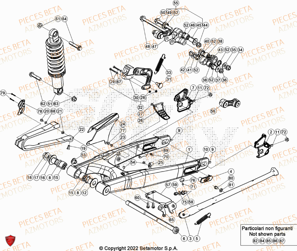 Bras Oscillant Amortisseur AZMOTORS Pieces BETA TRIAL EVO 300 2T SS - (2024)