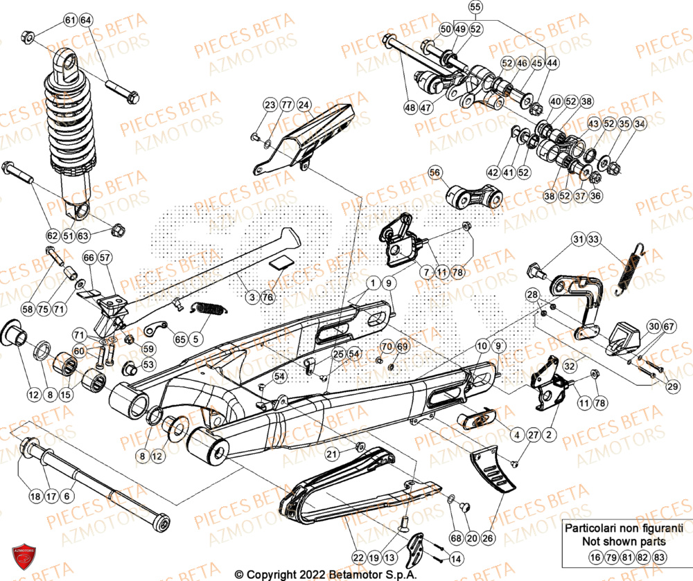 Bras Oscillant Amortisseur AZMOTORS Pieces BETA TRIAL EVO 300 4T - (2024)