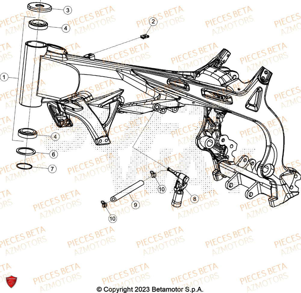 Chassis AZMOTORS Pieces BETA TRIAL EVO 300 4T - (2024)