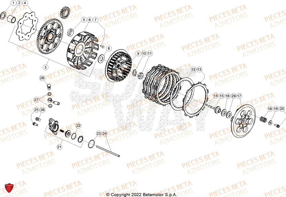 Transmission Embrayage AZMOTORS Pieces BETA TRIAL EVO 300 4T - (2024)