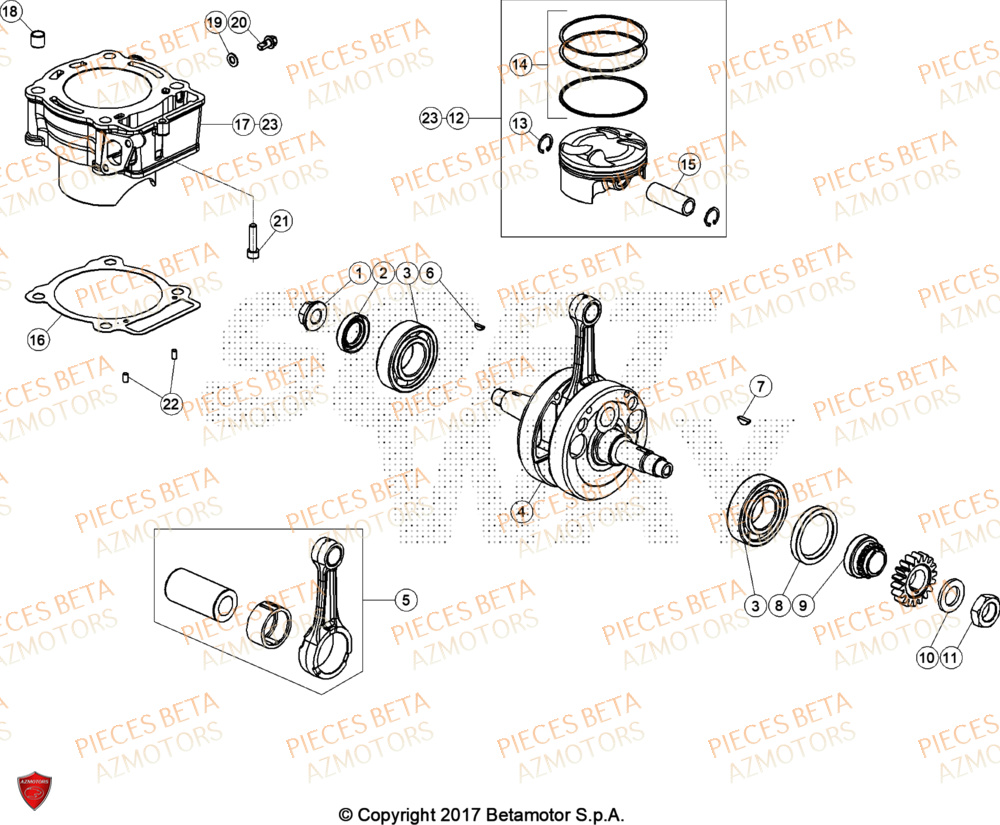 Vilbrequin Piston Contre Arbre AZMOTORS Pieces BETA TRIAL EVO 300 4T - (2024)