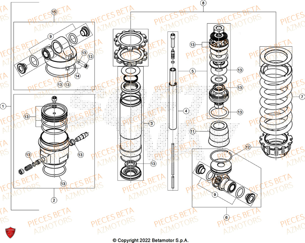 Amortisseur Au Detail AZMOTORS Pieces BETA TRIAL EVO 300 4T FACTORY - (2024)
