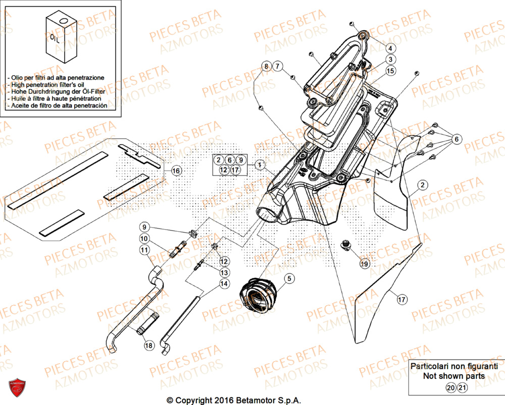 Boitier De Filtre AZMOTORS Pieces BETA TRIAL EVO 300 4T FACTORY - (2024)
