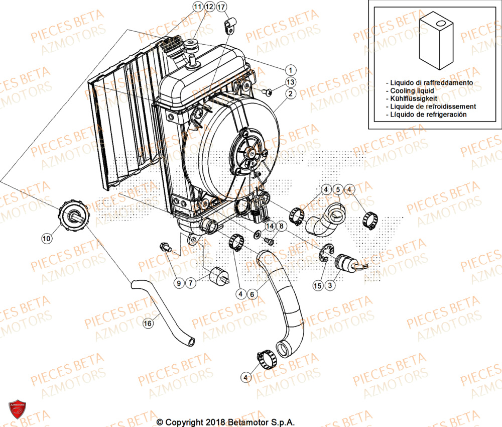 Radiateur AZMOTORS Pieces BETA TRIAL EVO 300 4T FACTORY - (2024)
