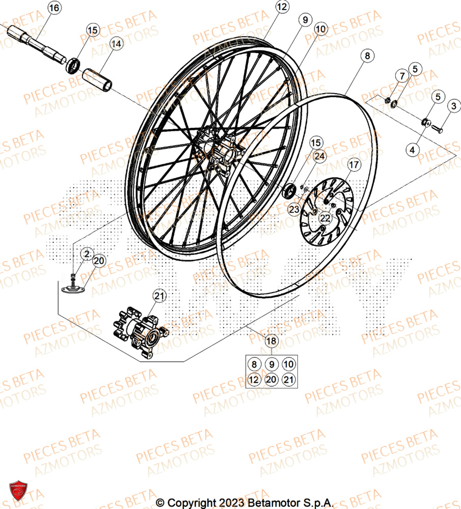 Roue Avant AZMOTORS Pieces BETA TRIAL EVO 300 4T FACTORY - (2024)
