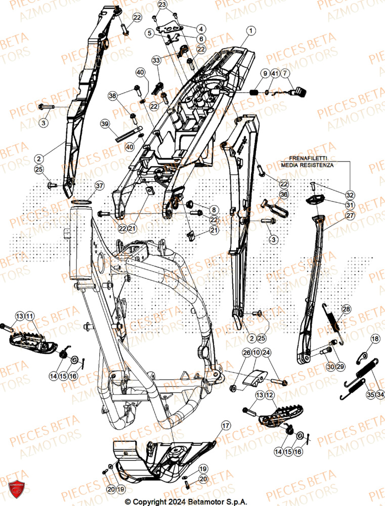 Accessoires Du Chassis AZMOTORS Pieces Beta RR 200 X-PRO 2T - 2026