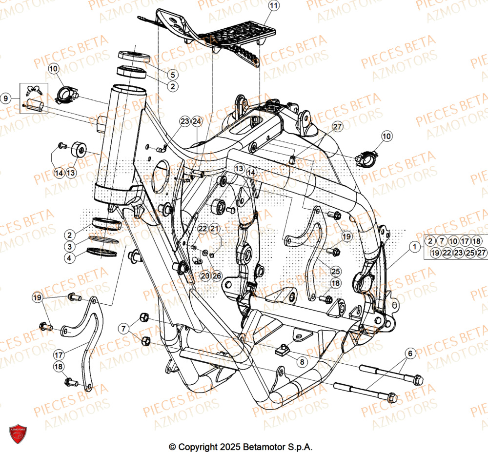 Chassis AZMOTORS Pieces Beta RR 200 X-PRO 2T - 2026