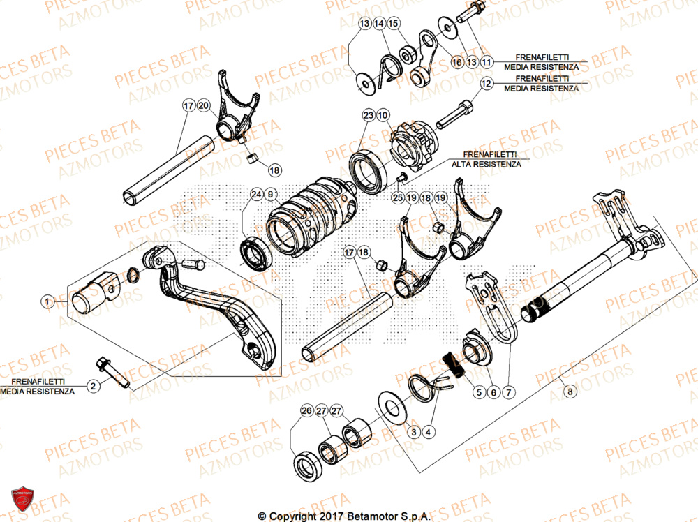 Selecteur De Vitesses AZMOTORS Pieces Beta RR 200 X-PRO 2T - 2026