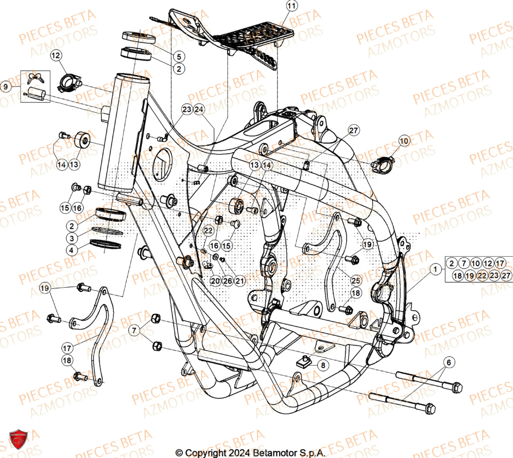 Chassis AZMOTORS Pieces Beta RR 200 X-PRO 2T - 2025