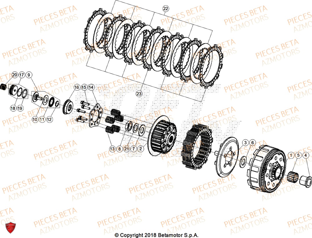 Embrayage AZMOTORS Pieces Beta RR 200 X-PRO 2T - 2025