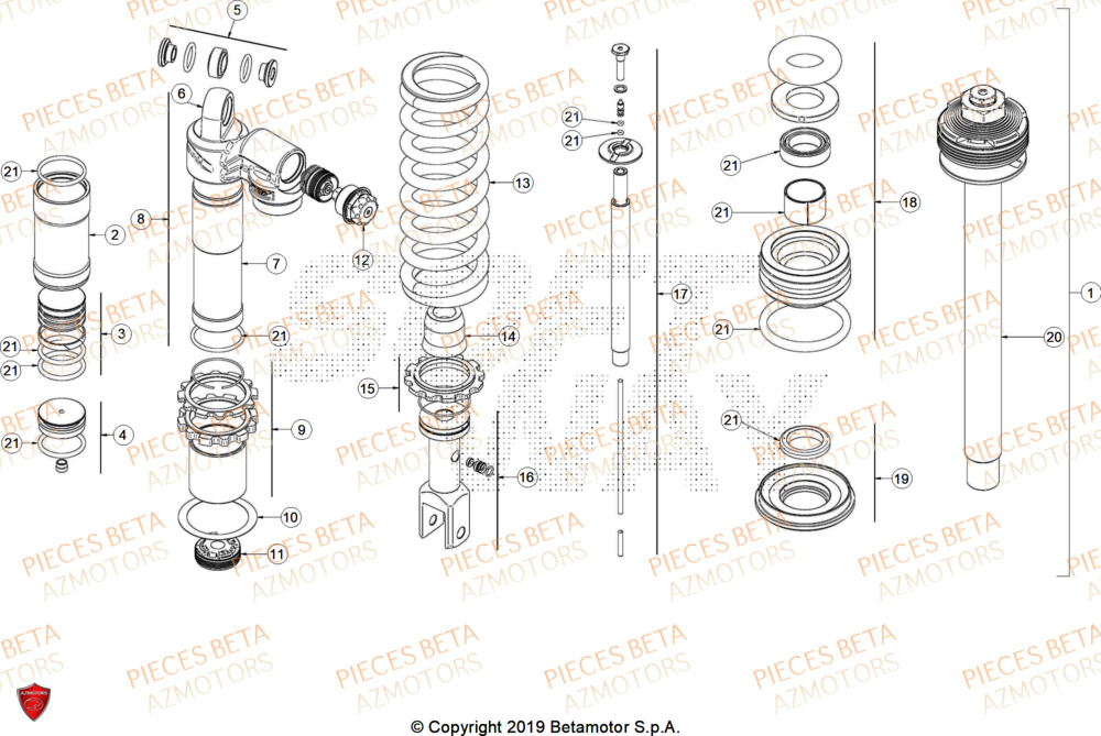 Amortisseur AZMOTORS Pieces BETA ENDURO XTRAINER 250 2T - (2025) EURO5+