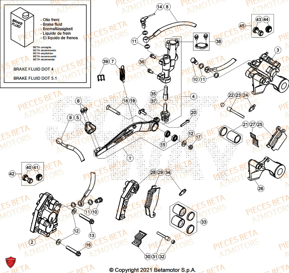 Freins AZMOTORS Pieces BETA ENDURO XTRAINER 250 2T - (2025) EURO5+