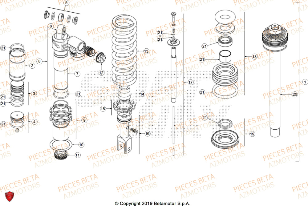 Amortisseur AZMOTORS Pieces BETA ENDURO XTRAINER 250 2T - (2026)