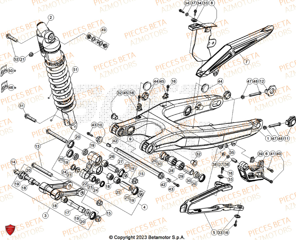 Bras Oscillant AZMOTORS Pieces BETA ENDURO XTRAINER 250 2T - (2026)