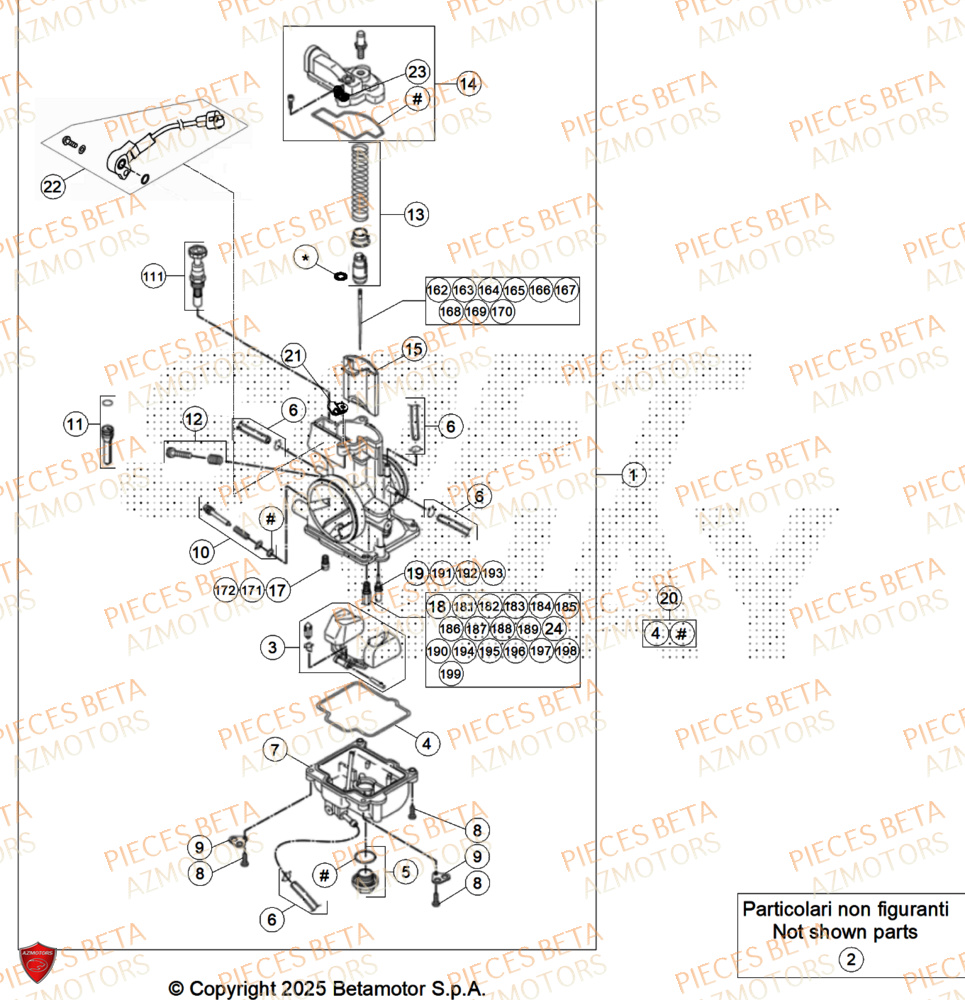 Carburateur AZMOTORS Pieces BETA ENDURO XTRAINER 250 2T - (2026)