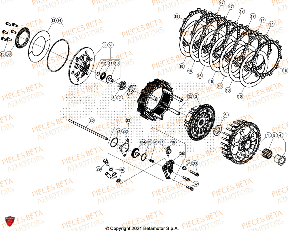Embrayage AZMOTORS Pieces BETA ENDURO XTRAINER 250 2T - (2026)
