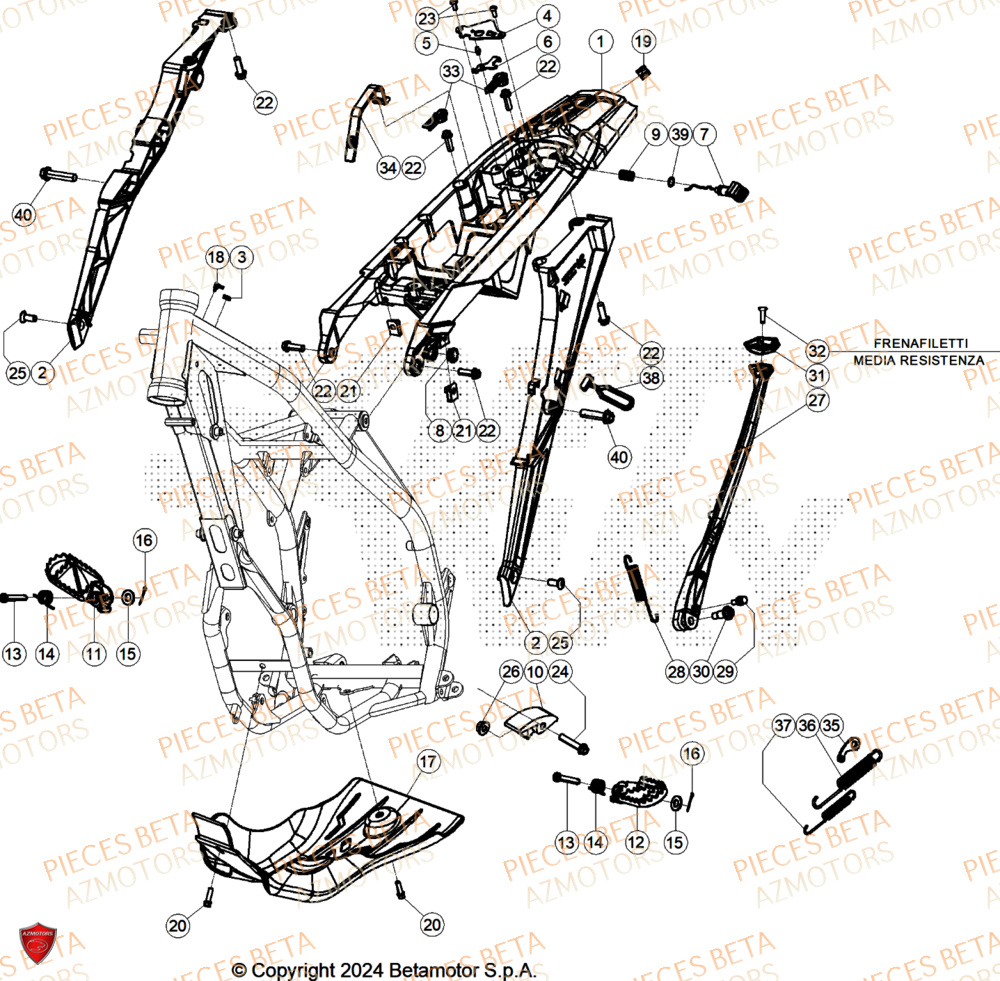 Accessoires Du Chassis AZMOTORS Pieces BETA ENDURO XTRAINER 300 2T - (2025) EURO5+