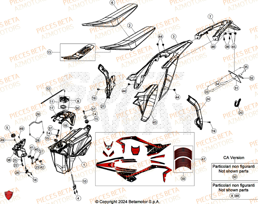 Carenages Arriere AZMOTORS Pieces BETA ENDURO XTRAINER 300 2T - (2025) EURO5+