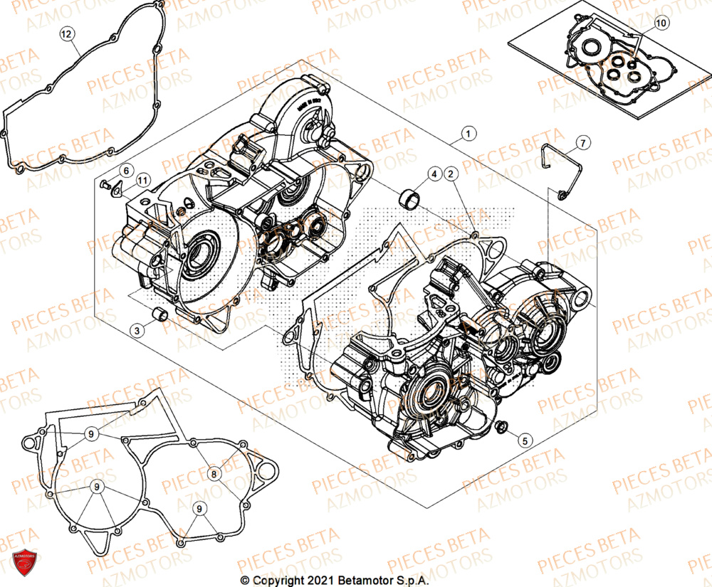 Carter Moteur AZMOTORS Pieces BETA ENDURO XTRAINER 300 2T - (2025) EURO5+