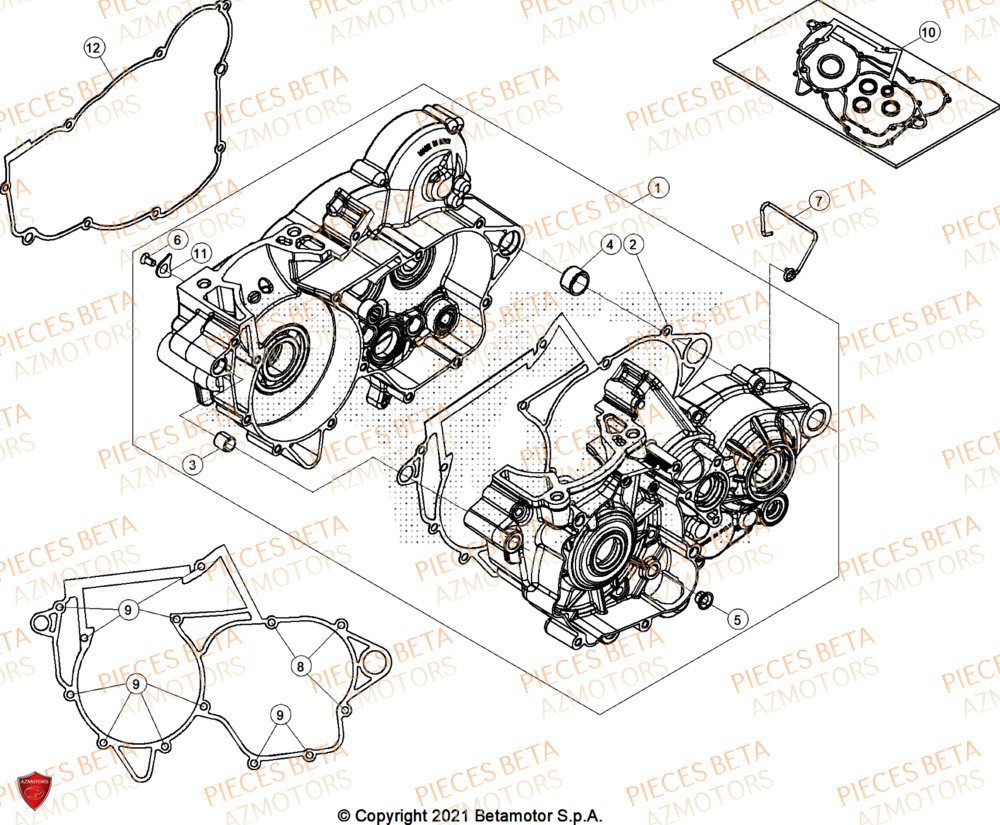 Carter Moteur AZMOTORS Pieces BETA ENDURO XTRAINER 300 2T - (2026)