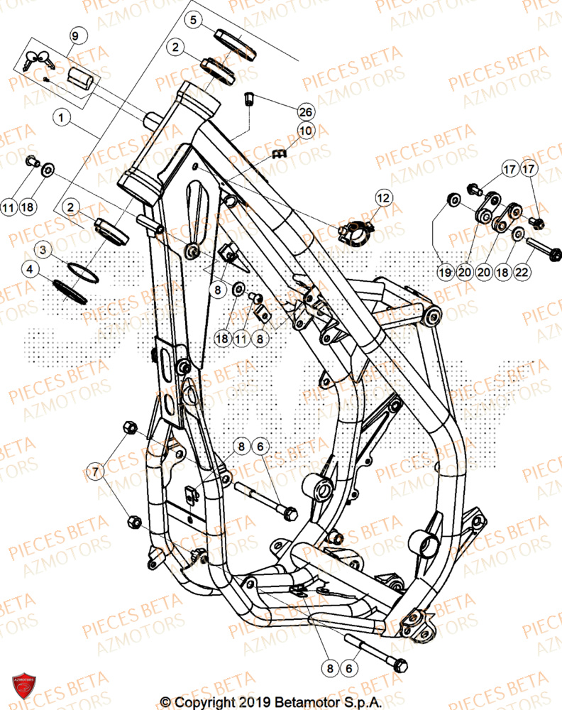 Chassis AZMOTORS Pieces BETA ENDURO XTRAINER 300 2T - (2026)