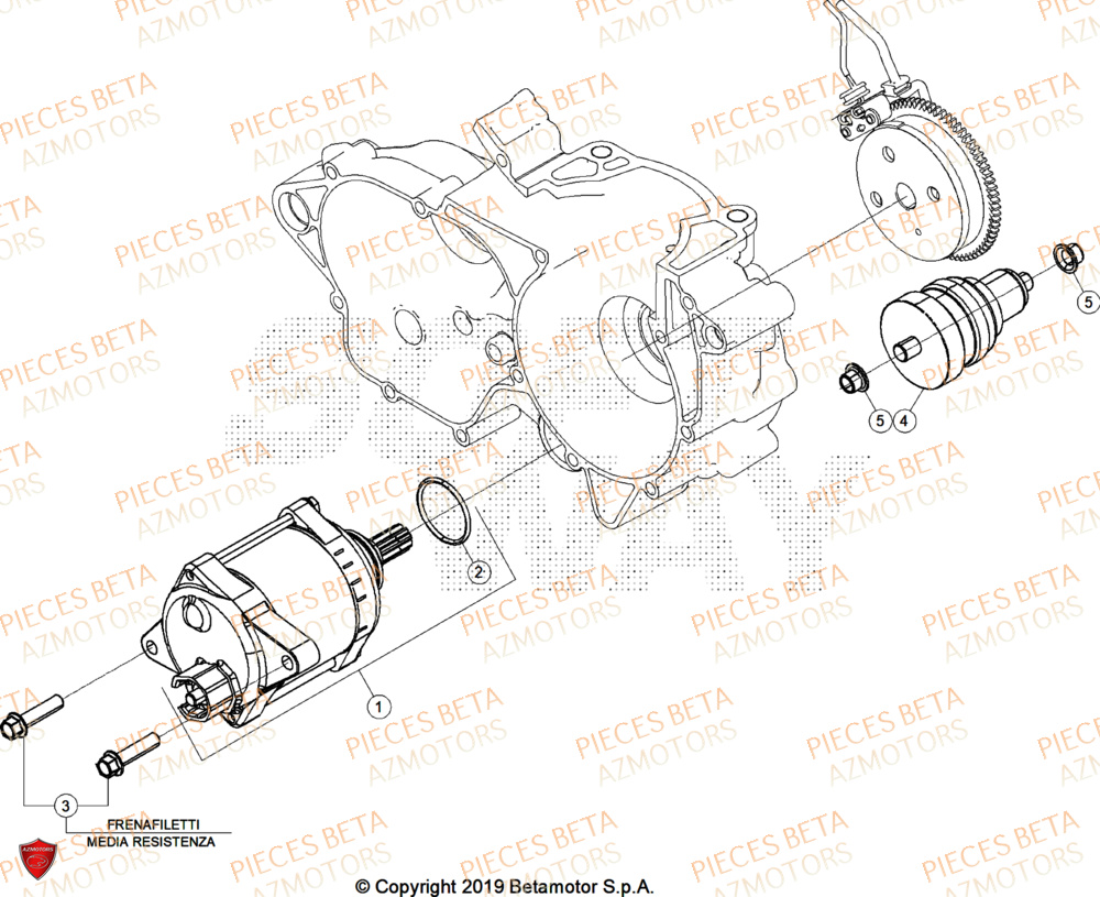 Demarreur AZMOTORS Pieces BETA ENDURO XTRAINER 300 2T - (2026)