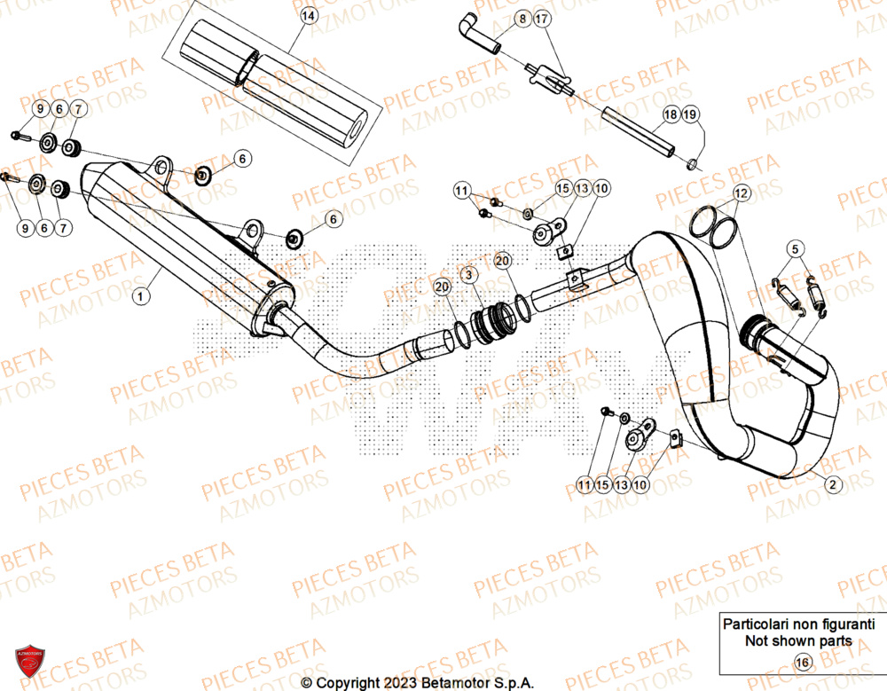 Echappement AZMOTORS Pieces BETA ENDURO XTRAINER 300 2T - (2026)