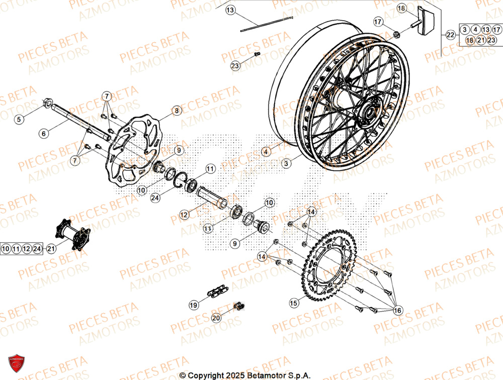 Roue Arriere AZMOTORS Pieces BETA ENDURO XTRAINER 300 2T - (2026)