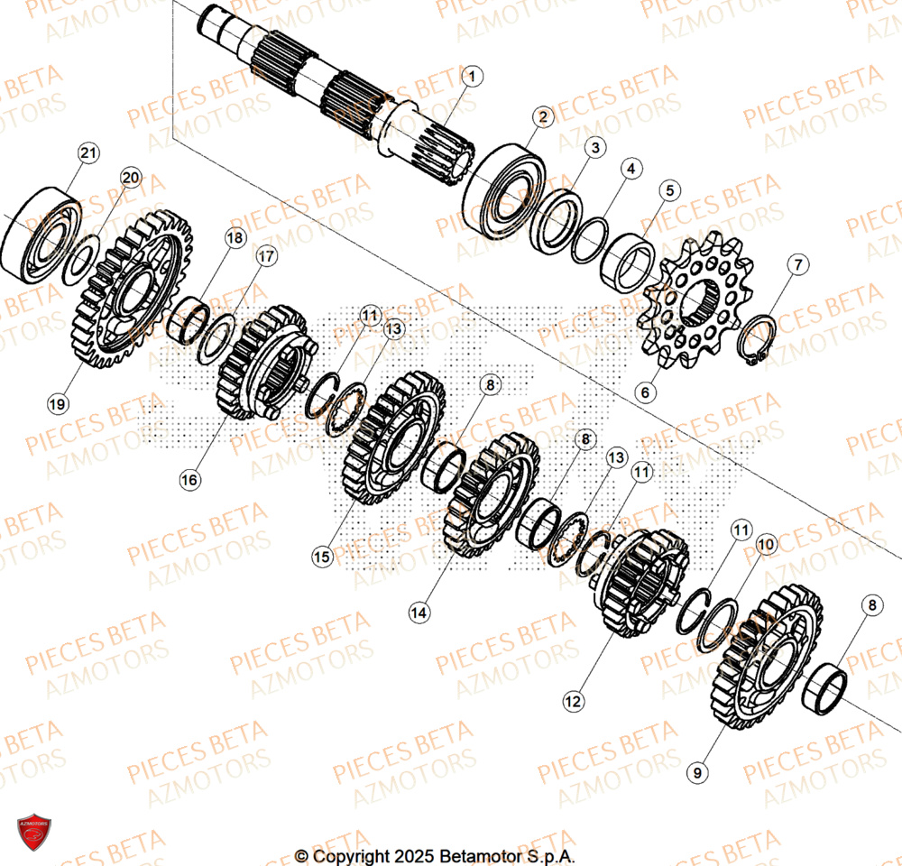 Transmission AZMOTORS Pieces BETA ENDURO XTRAINER 300 2T - (2026)