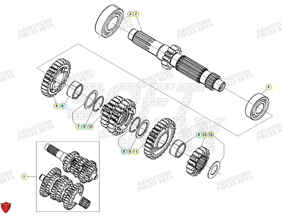 Boite A Vitesses AZMOTORS Pieces BETA ENDURO XTRAINER 250 2T - (2024)