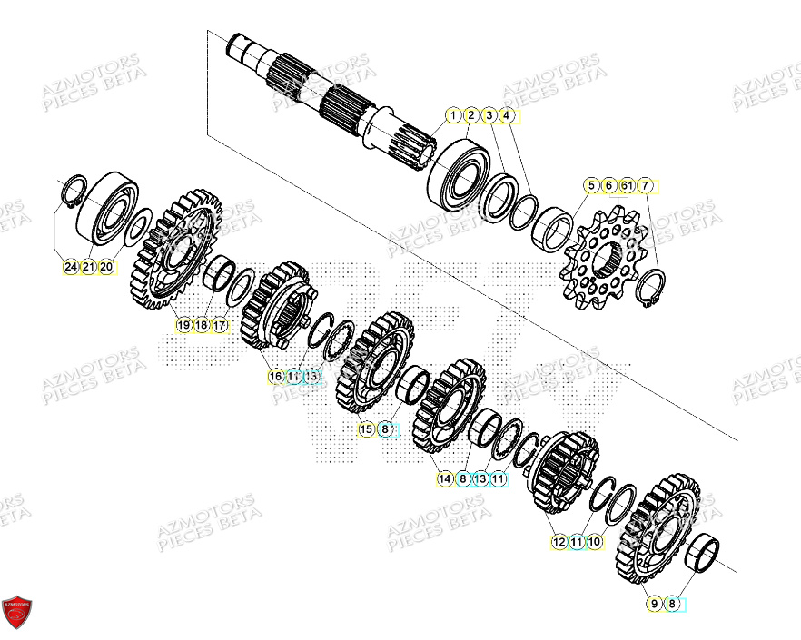 Boite A Vitesses Pignon Boite AZMOTORS Pieces BETA ENDURO XTRAINER 250 2T - (2024)