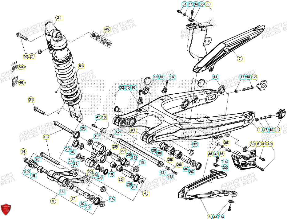 Bras Oscillant Amortisseur AZMOTORS Pieces BETA ENDURO XTRAINER 250 2T - (2024)