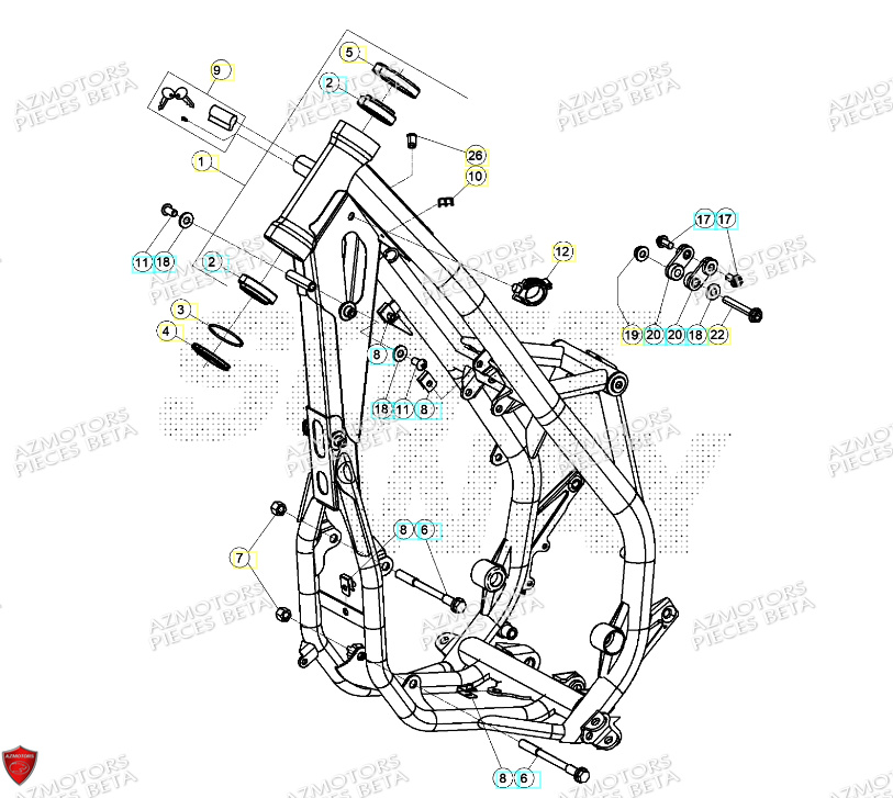 Chassis AZMOTORS Pieces BETA ENDURO XTRAINER 250 2T - (2024)