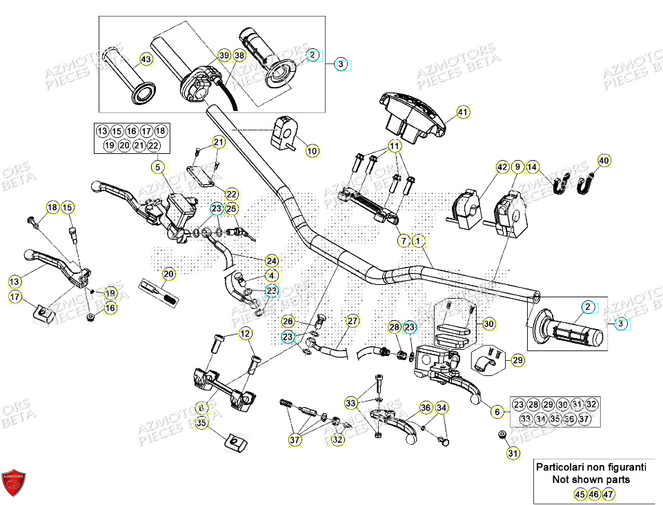 Commandes Guidon AZMOTORS Pieces BETA ENDURO XTRAINER 250 2T - (2024)