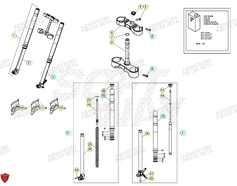 Fourche AZMOTORS Pieces BETA ENDURO XTRAINER 250 2T - (2024)