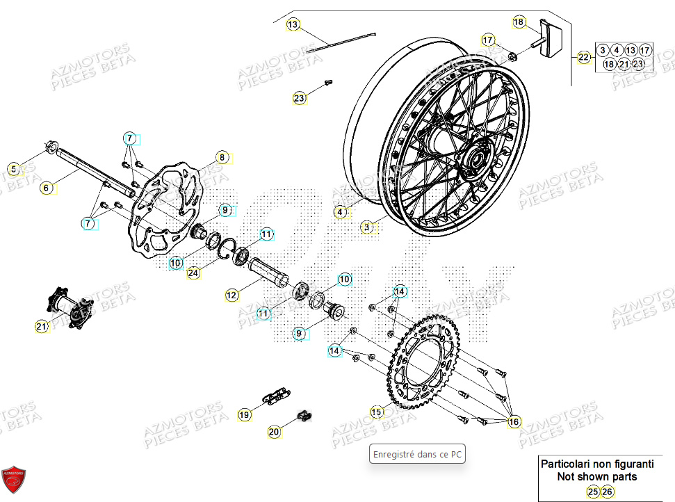 Roue Arriere AZMOTORS Pieces BETA ENDURO XTRAINER 250 2T - (2024)
