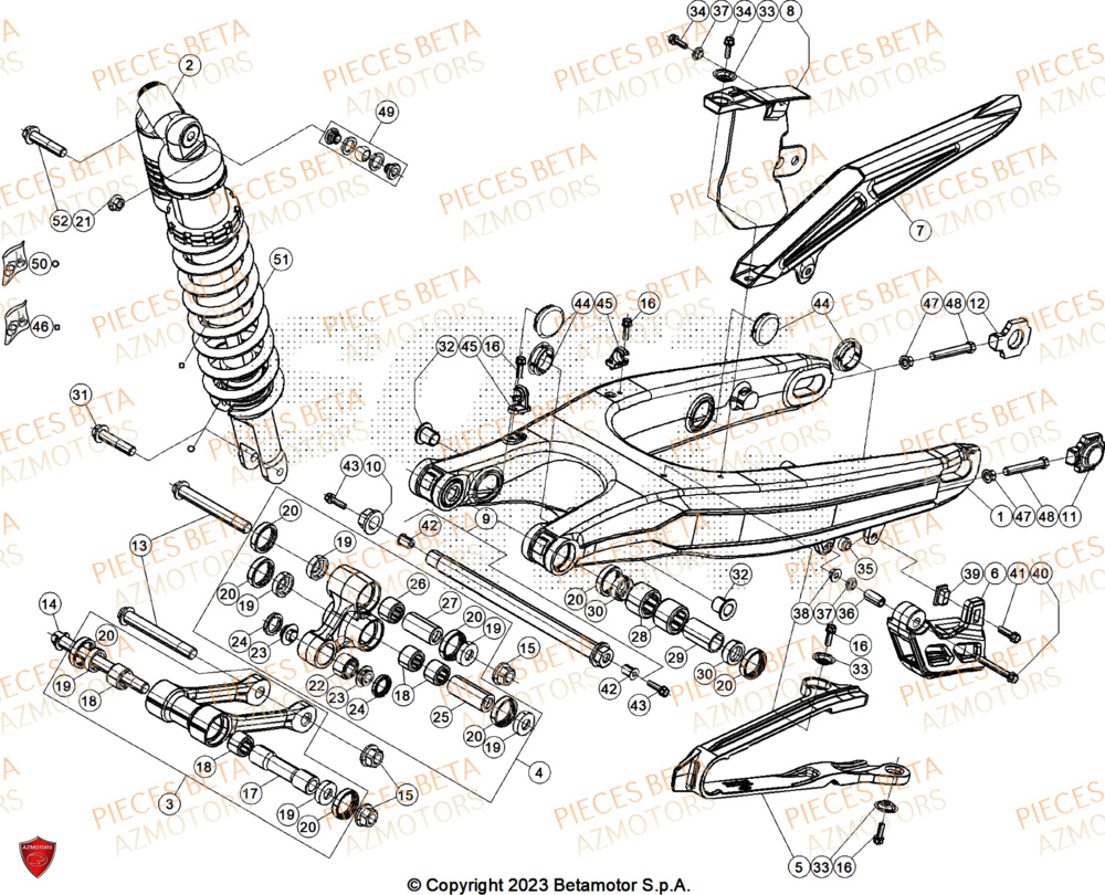 Bras Oscillant AZMOTORS Pieces BETA ENDURO XTRAINER 250 2T - (2025)