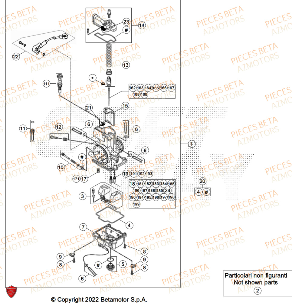 Carburateur AZMOTORS Pieces BETA ENDURO XTRAINER 250 2T - (2025)