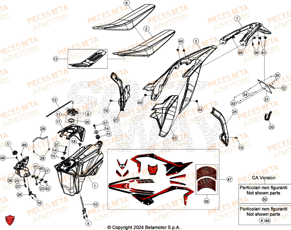 Carenages Arriere AZMOTORS Pieces BETA ENDURO XTRAINER 250 2T - (2025)