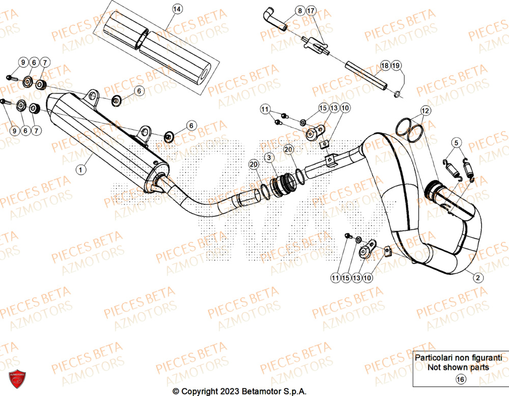 Echappement AZMOTORS Pieces BETA ENDURO XTRAINER 250 2T - (2025)