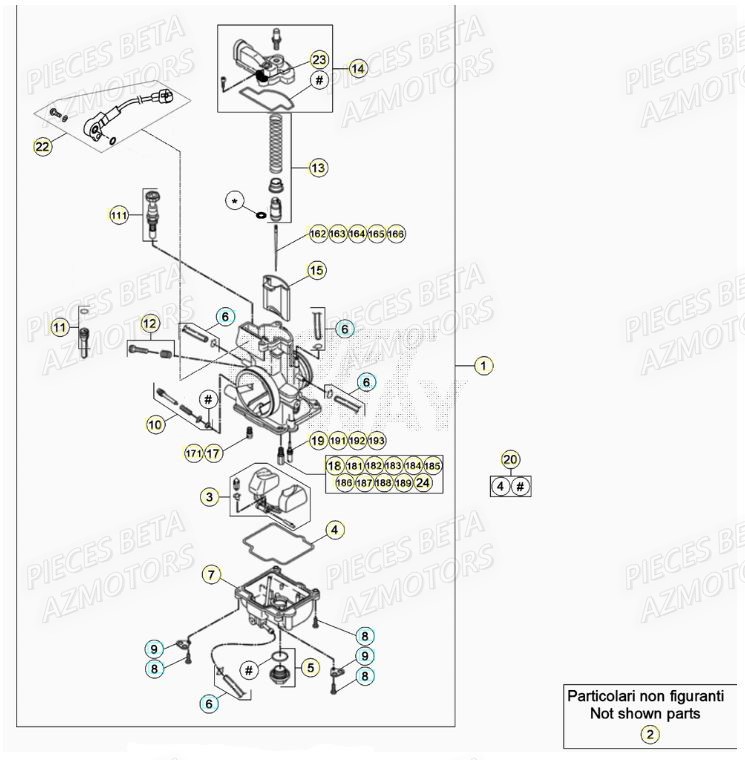 Carburateur AZMOTORS PiÃ¨ces BETA RR XTRAINER 250 2T - [2019]