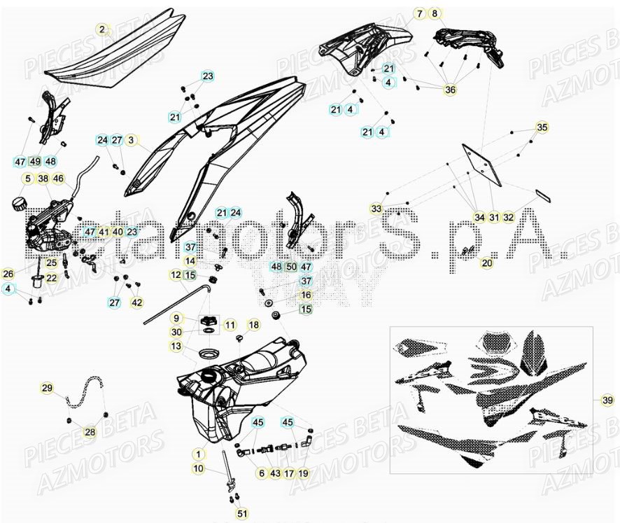 Carenages Arriere AZMOTORS PiÃ¨ces BETA RR XTRAINER 250 2T - [2019]