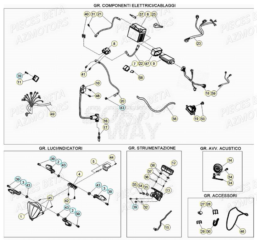 Equipement Electrique AZMOTORS PiÃ¨ces BETA RR XTRAINER 250 2T - [2019]