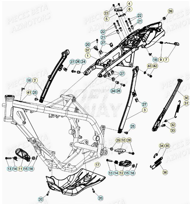 Accessoires Chassis AZMOTORS Pieces BETA RR XTRAINER 250 2T - (2020)