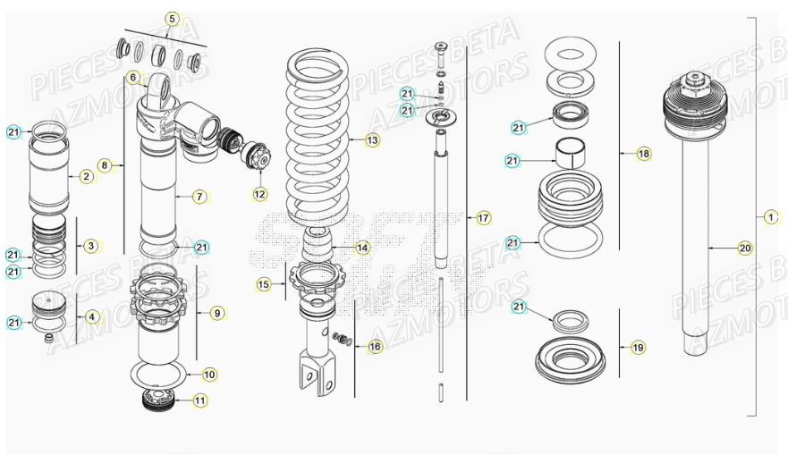 Amortisseur AZMOTORS Pieces BETA RR XTRAINER 250 2T - (2020)