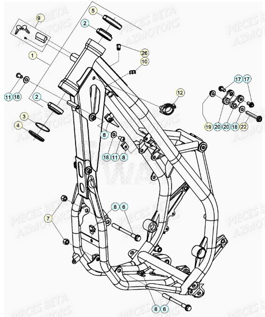 Chassis AZMOTORS Pieces BETA RR XTRAINER 250 2T - (2020)
