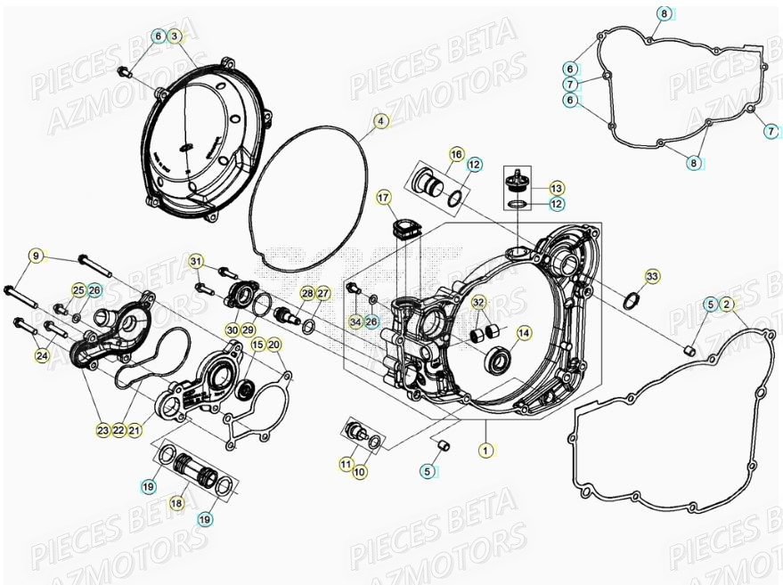 Couvercle Embrayage AZMOTORS Pieces BETA RR XTRAINER 250 2T - (2020)